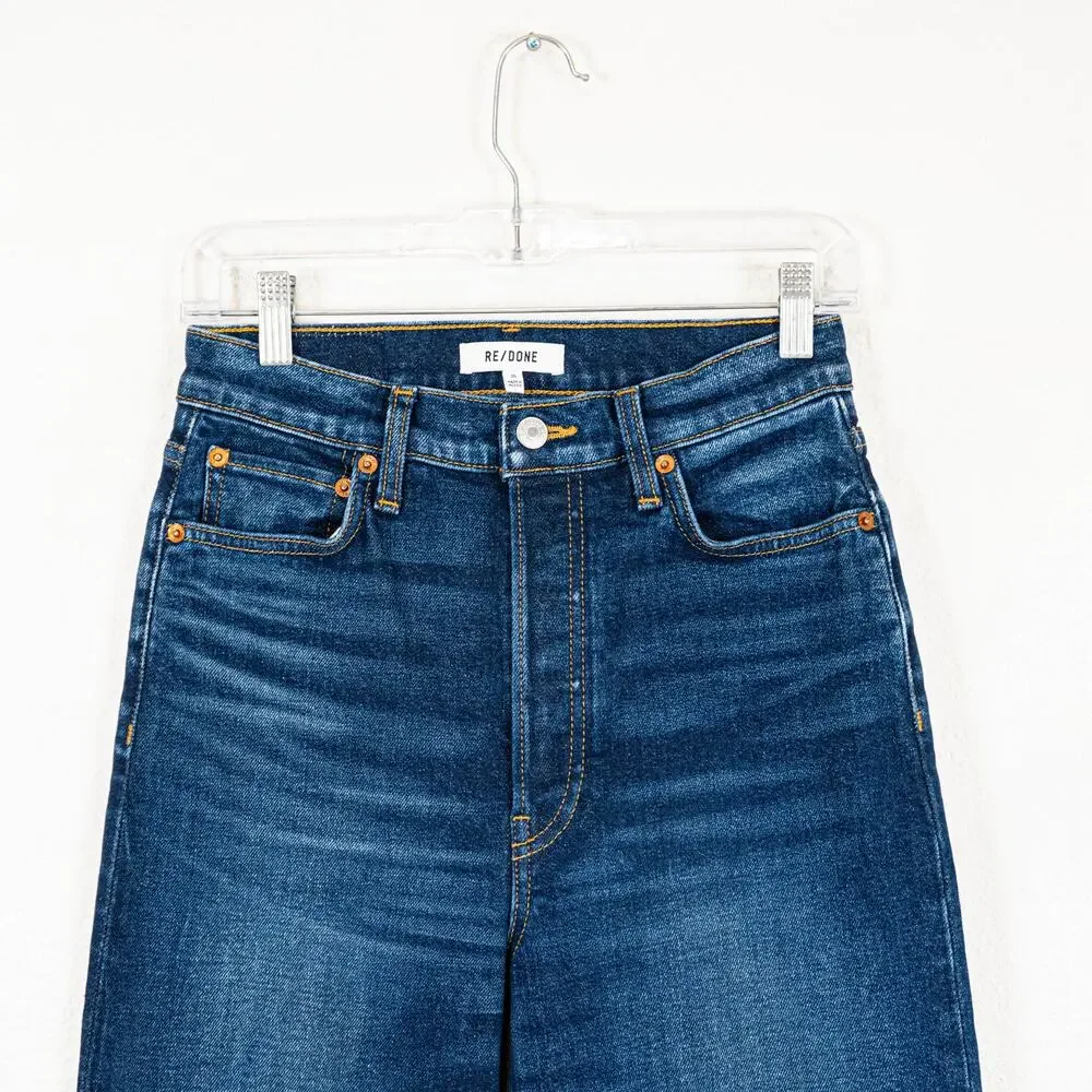 RE/DONE 70s Ultra High Rise Wide Leg Denim Jeans blue wash size 26